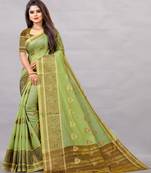 Green woven art silksaree with blouse