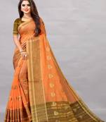 Orange woven art silksaree with blouse