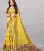 Yellow woven art silksaree with blouse