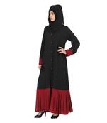 Premium Quality Creep/ Koshibo fabric Pentex/Plated front open  button Umbrella type Abaya   With Hijab  (Multi-Colour)