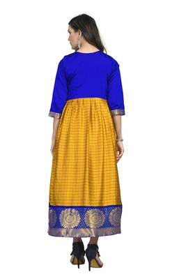 Fashionfricks Mustard Silk Long Gown 2