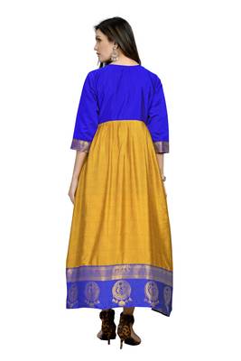 Fashionfricks Mustard Silk Long Gown 2