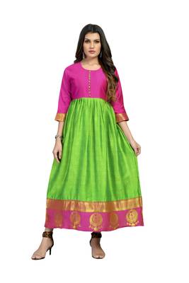 Fashionfricks Parrot Silk Long Gown 1