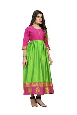 Fashionfricks Parrot Silk Long Gown 2