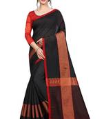 Black printed cotton saree with blouse