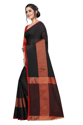 Black printed cotton saree with blouse 2