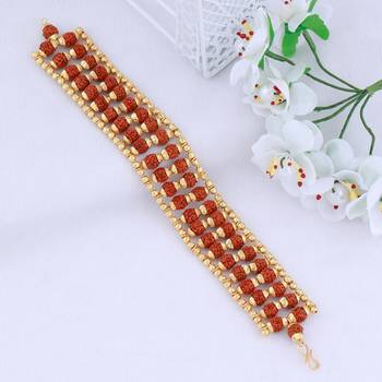 Gold Plated Beads Rudraksha Bracelet  For Boys Men 1