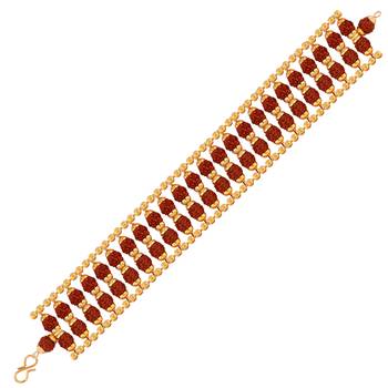 Gold Plated Beads Rudraksha Bracelet  For Boys Men 3