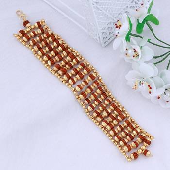 Designer Gold Plated Beads Rudraksha Bracelet  For Boys Men 1