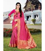 rani_pink jacquard woven saree with blouse