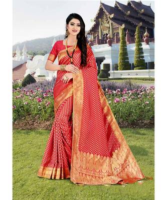 light_pink jacquard woven saree with blouse 1
