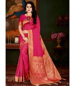rani_pink jacquard woven saree with blouse
