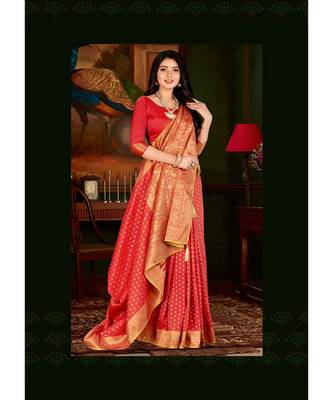 light_pink jacquard woven saree with blouse 1