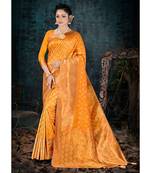 mustard jacquard woven saree with blouse