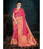 rani_pink jacquard woven saree with blouse