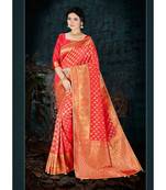 light_pink jacquard woven saree with blouse