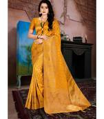 mustard jacquard woven saree with blouse