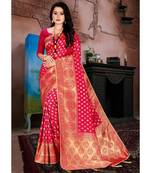 rani_pink jacquard woven saree with blouse