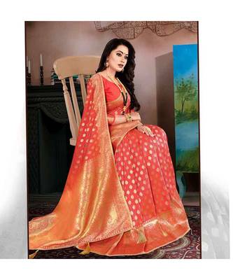 light_pink jacquard woven saree with blouse 2