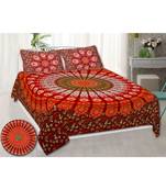 Cotton Printed Barmeri  Multicolour Double Bed Sheet With Pillow Cover