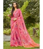 Pink Organza Digital Print Traditional Saree with blouse