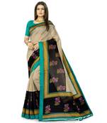 Beige Super Net Printed Casual Saree with blouse