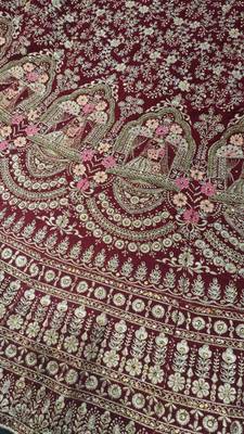 Exclusive Heavy Marron Bridal Hand Work Touchup Lehnga 4
