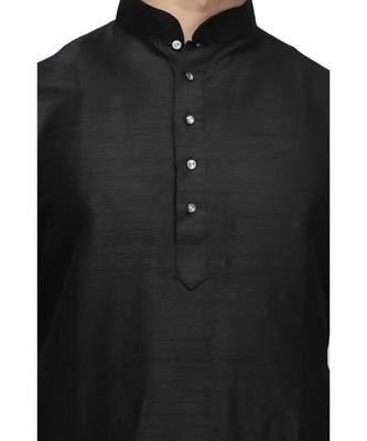 Black silk printed stitched   mens kurta 4