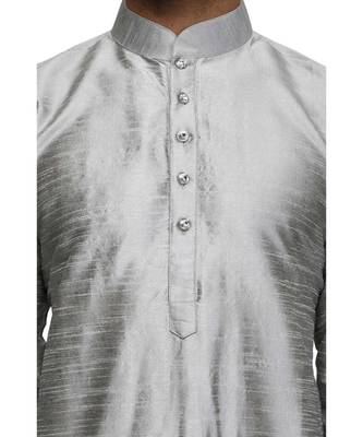 Silver silk printed stitched   mens kurta 3
