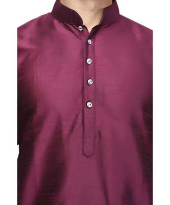 Purple silk printed stitched   mens kurta 4