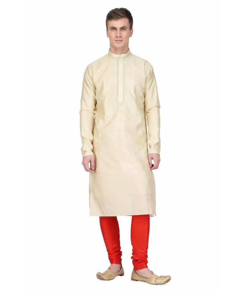 white silk embroidered   stitched   mens kurta