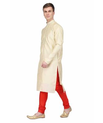 white silk embroidered   stitched   mens kurta 3