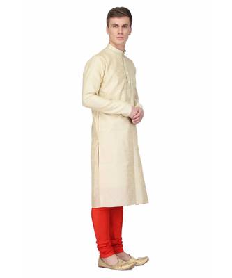 white silk embroidered   stitched   mens kurta 4