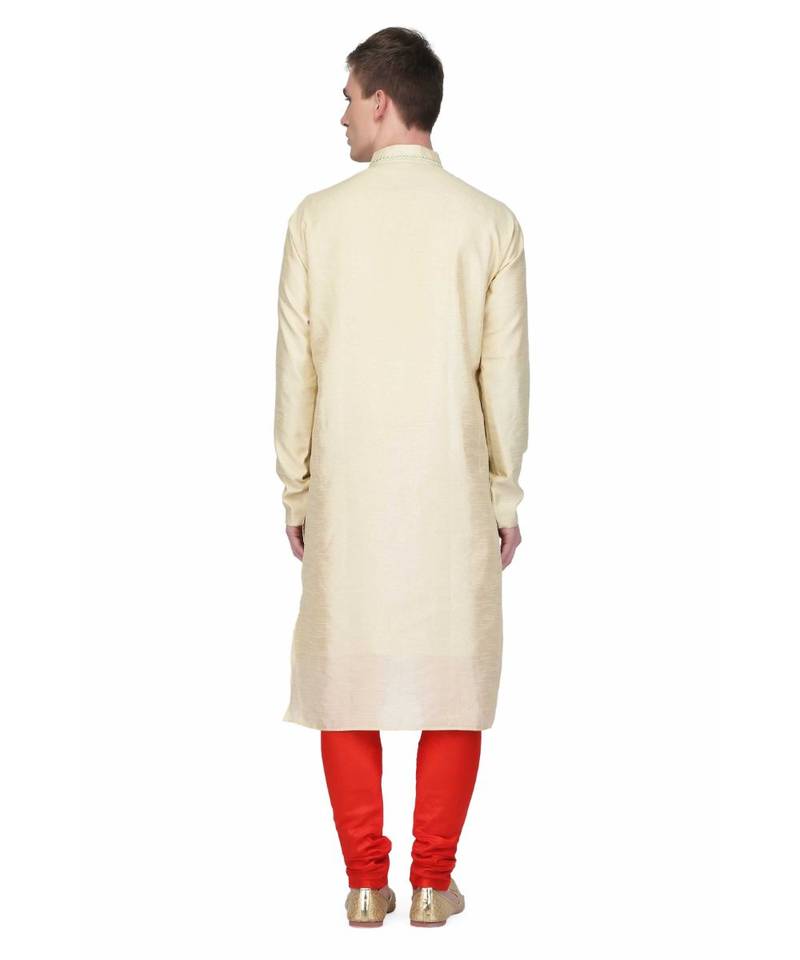 white silk embroidered   stitched   mens kurta