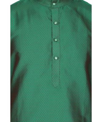 Green silk printed stitched   mens kurta 5
