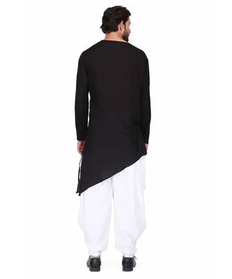 Black Rayon printed stitched   mens kurta 3