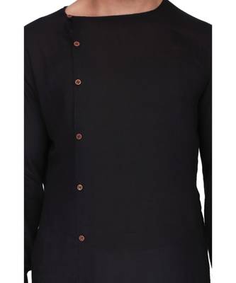 Black Rayon printed stitched   mens kurta 4