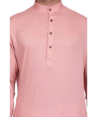 Pink Rayon printed stitched   mens kurta 3