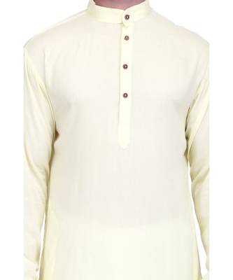 Yellow Rayon printed stitched   mens kurta 3