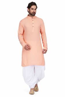 pink Rayon printed stitched   mens kurta
