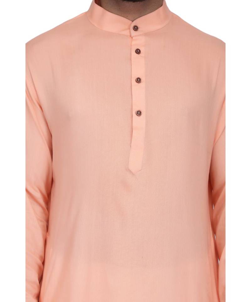 pink Rayon printed stitched   mens kurta