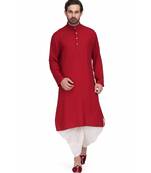 Maroon Rayon printed stitched   mens kurta