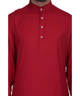 Maroon Rayon printed stitched   mens kurta 3