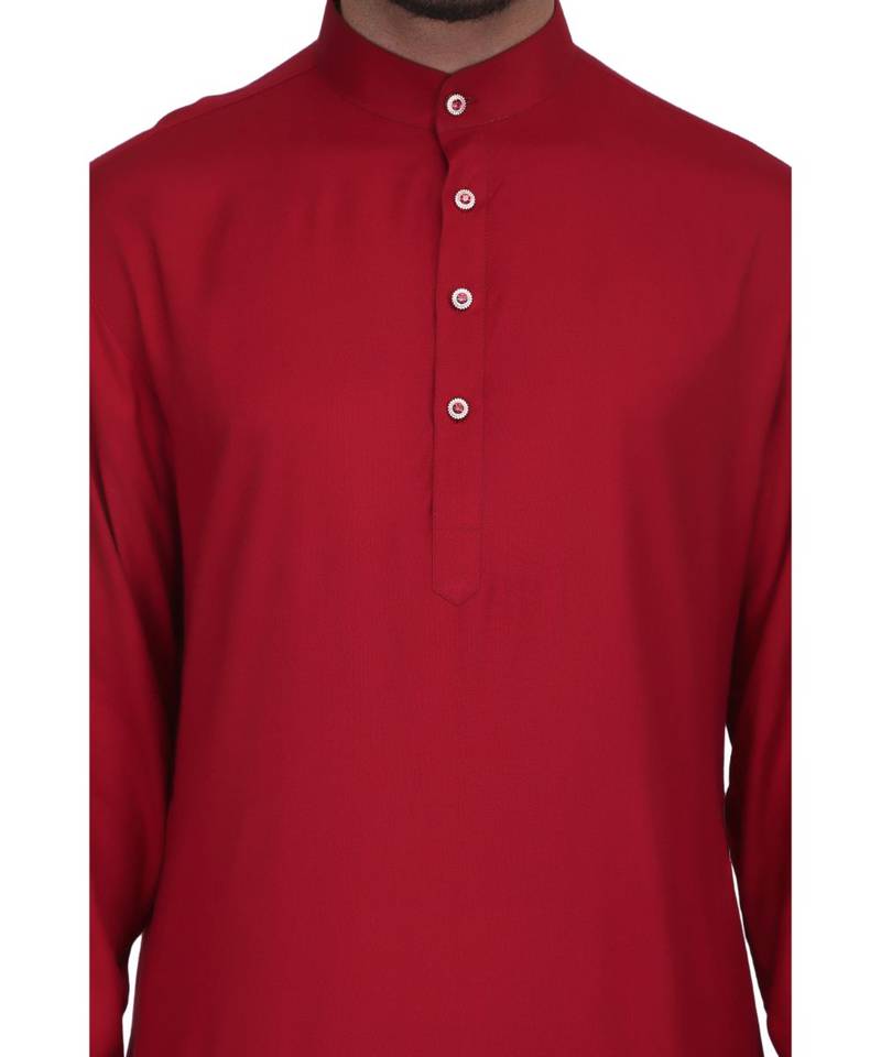 Maroon Rayon printed stitched   mens kurta