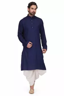 Blue Rayon printed stitched   mens kurta