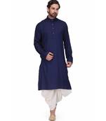 Blue Rayon printed stitched   mens kurta