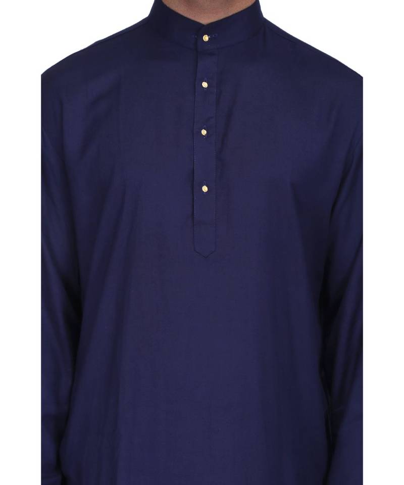 Blue Rayon printed stitched   mens kurta