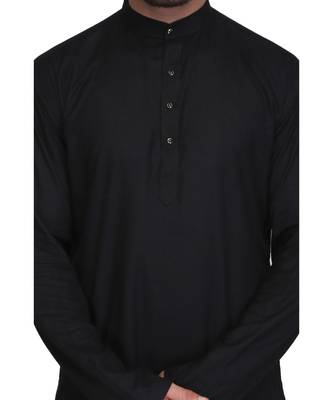 Black Rayon printed stitched   mens kurta 3