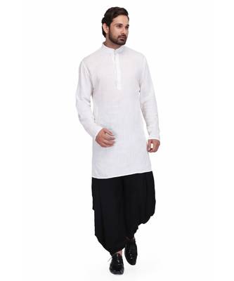 White Rayon printed stitched   mens kurta 1