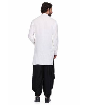 White Rayon printed stitched   mens kurta 2